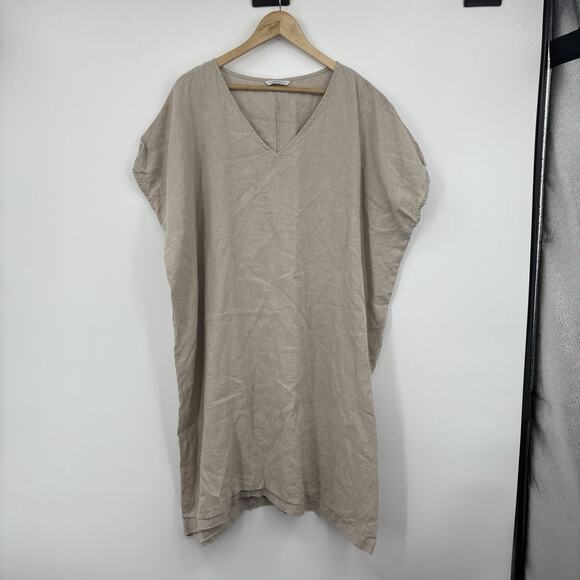 Linenfox Midi Dress Women XSmall Linen Lagenlook Oversized Boho Kaftan Comfy - Picture 5 of 8